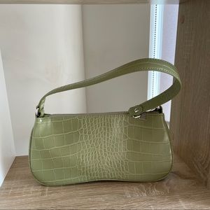 JW PEI Eva Shoulder Bag in Sage Green Croc